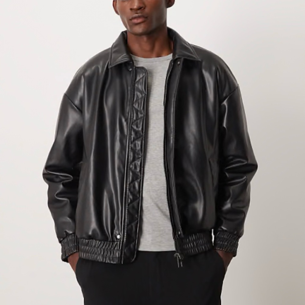 Gear For Sports Black Leather Bomber Jacket